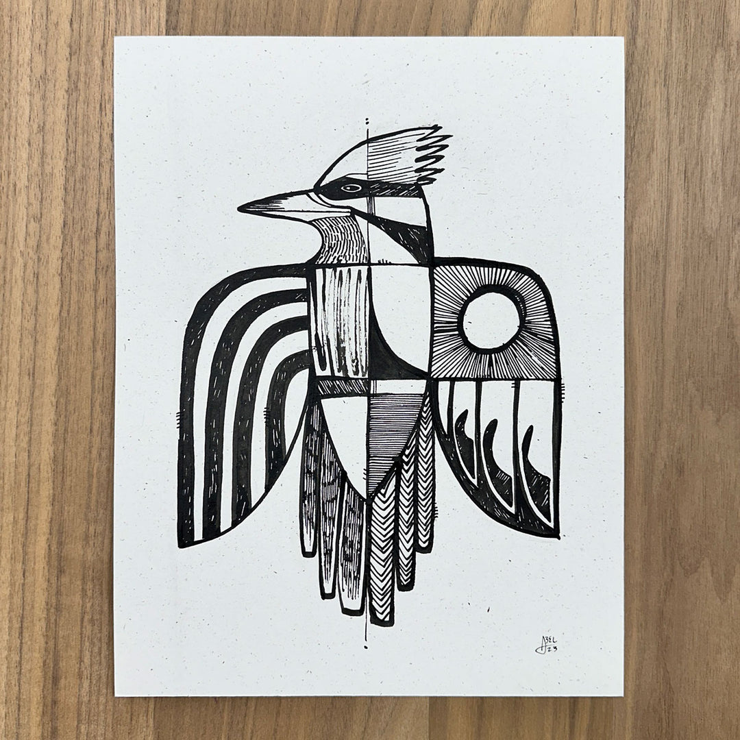 Woodpecker Black & White Art on Paper