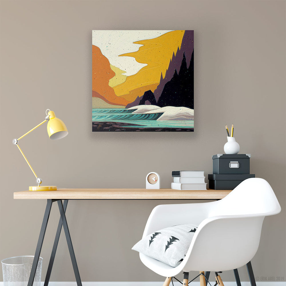 Arch Rock a PNW Surf Art print by Erik Abel. showcased in a desk