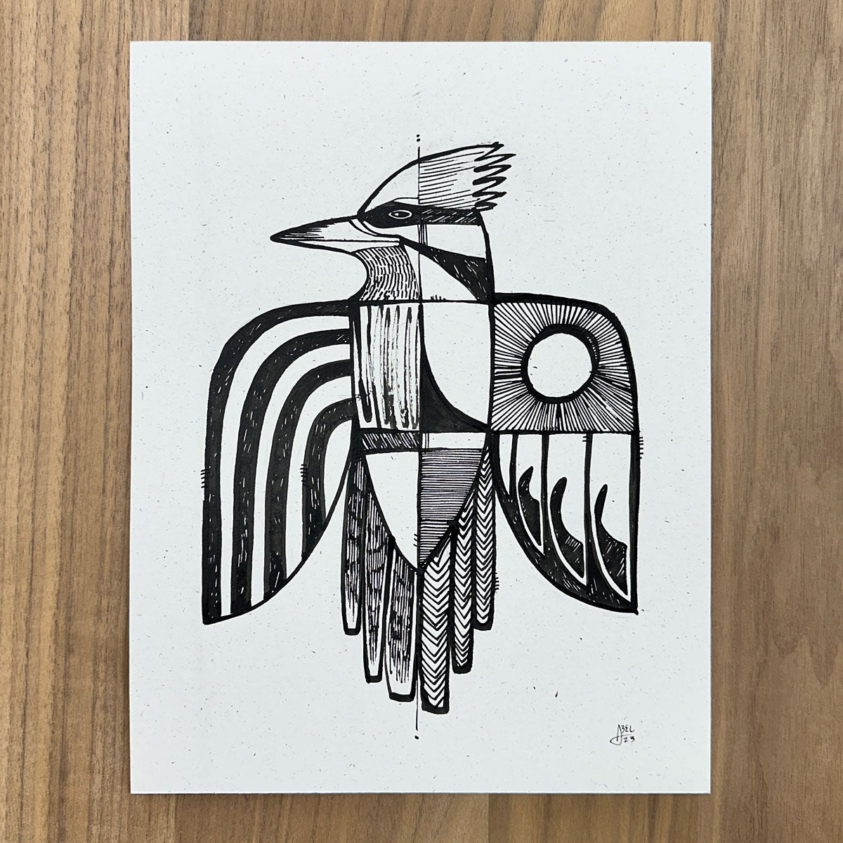 Woodpecker Black & White Art on Paper