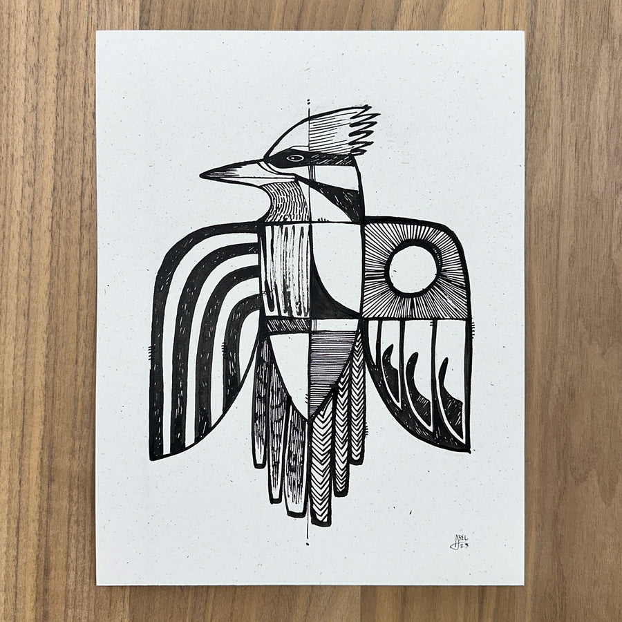 Woodpecker Black & White Art on Paper