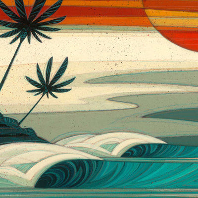 detailed shot Tropical surf art print by Erik Abel.